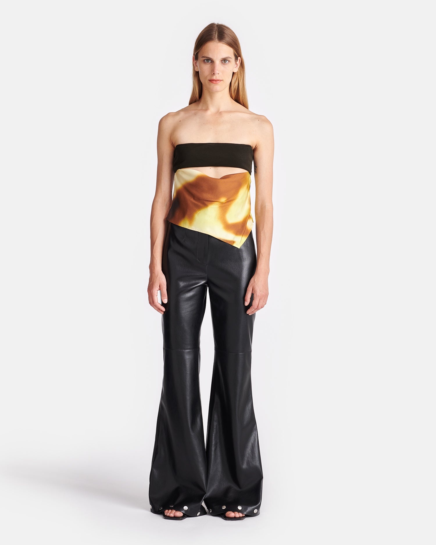 Printed Silk And Mesh-Jersey Bandeau Top - 4