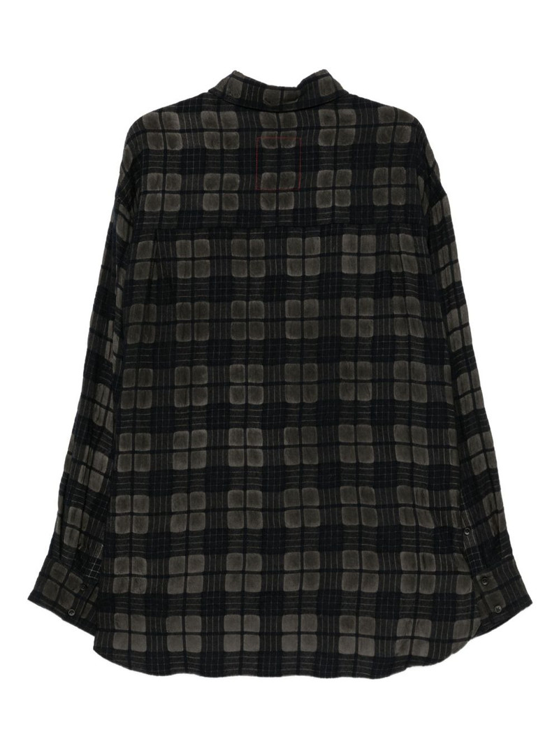 UMA WANG raw-edge plaid shirt outlook