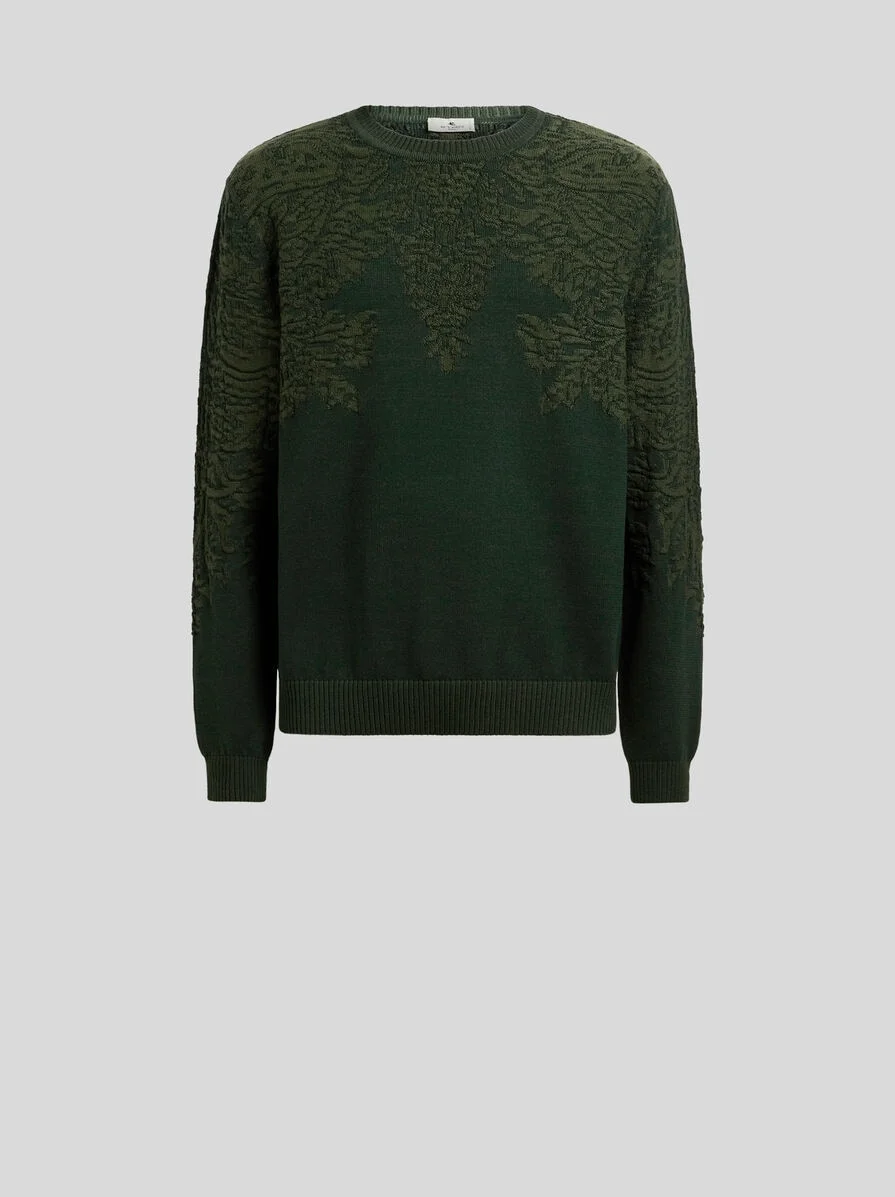 SWEATER IN COTTON AND WOOL WITH PAISLEY MOTIF - 1