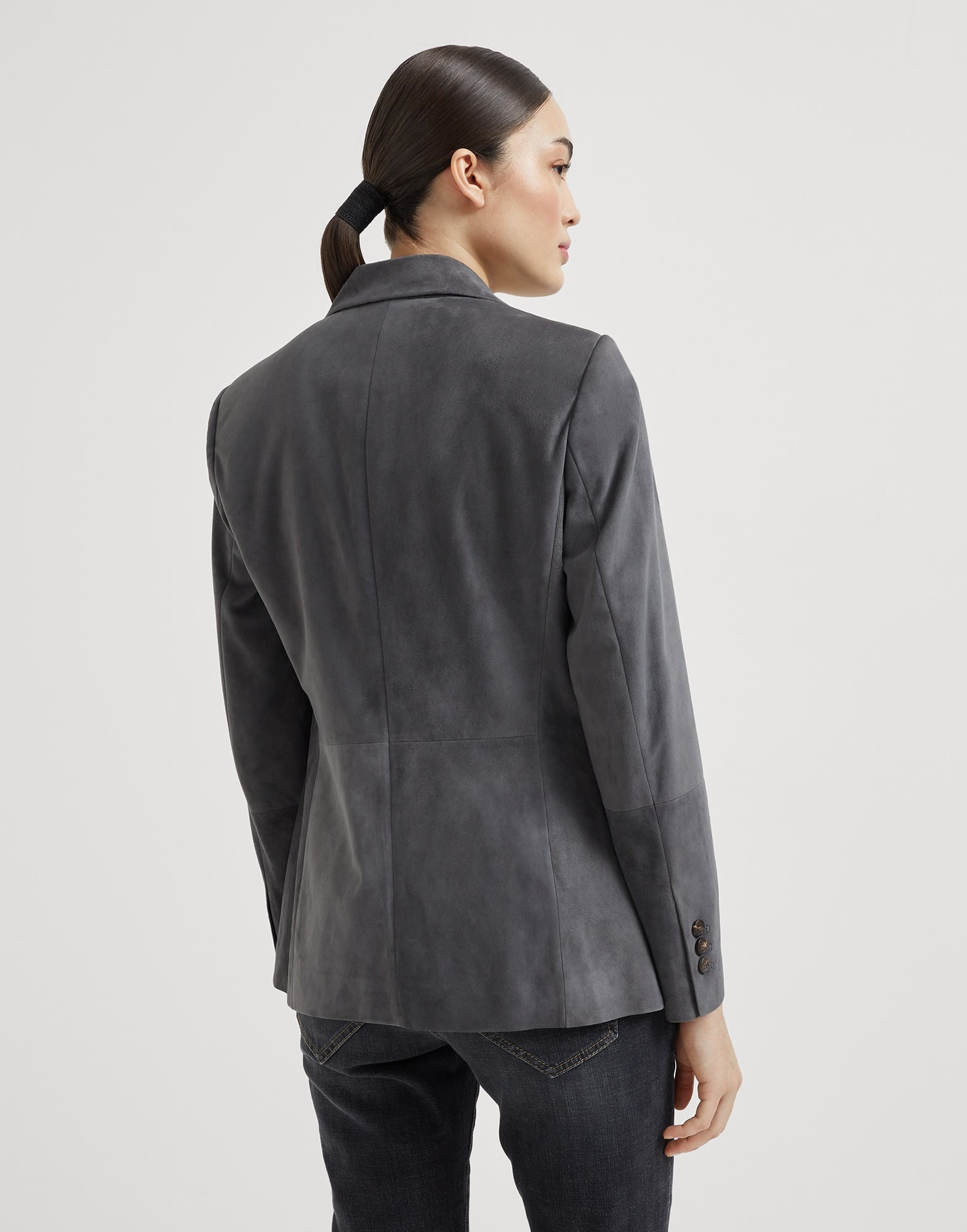 Suede blazer with monili - 2