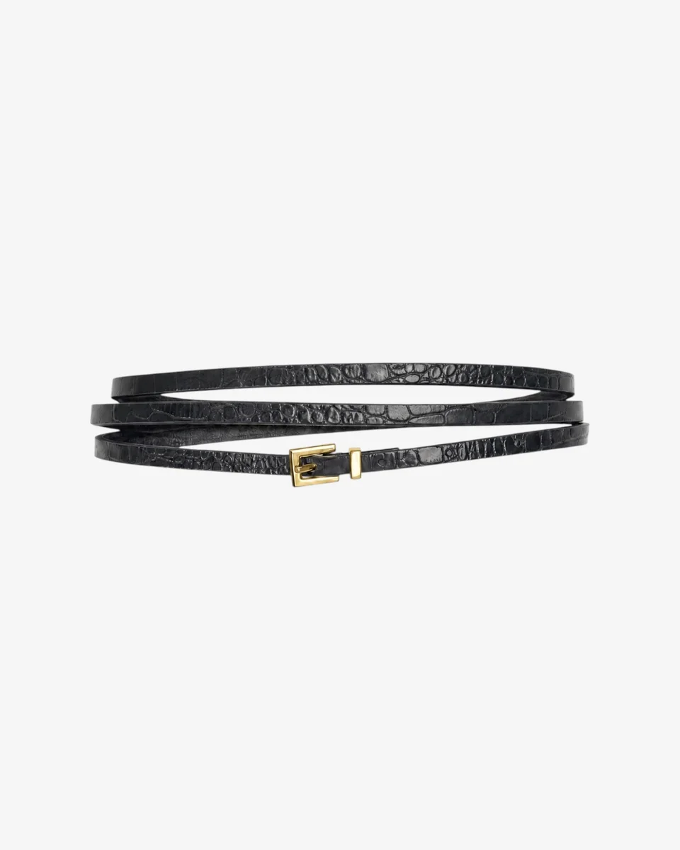THIN BLACK LEATHER BELT - 1