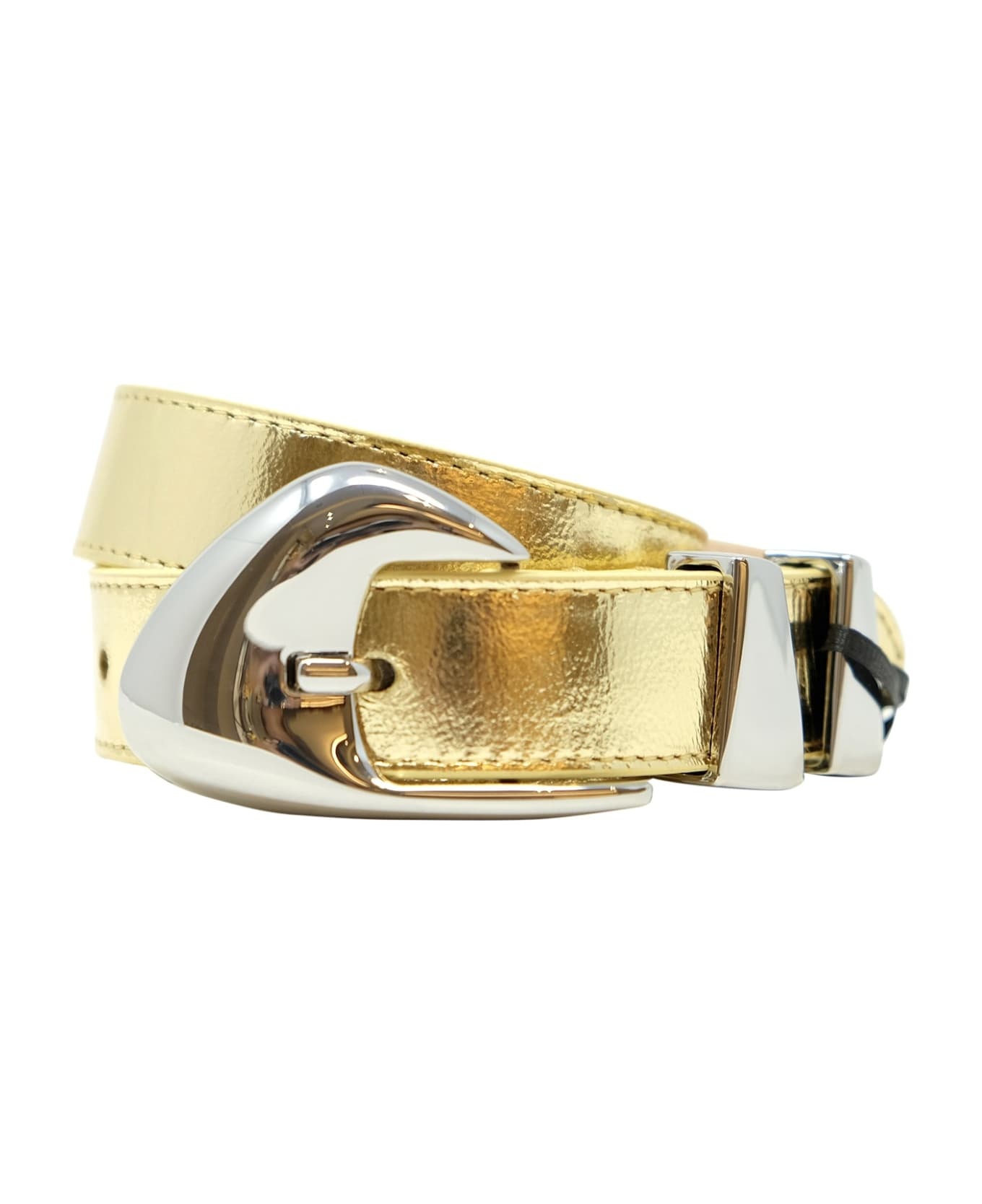 By Far Gold Leather Moore Metallic Belt - 2