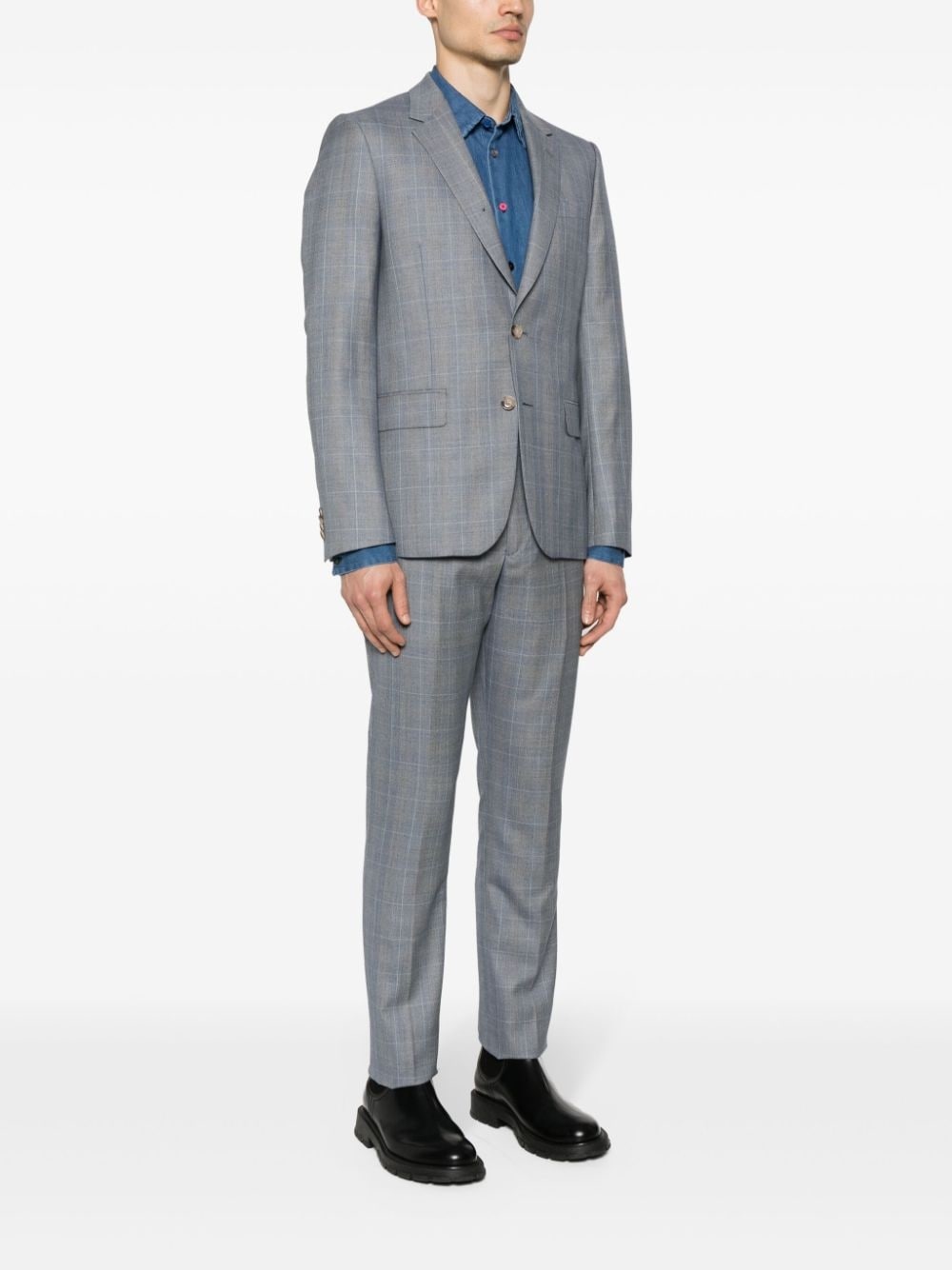 single-breasted check-pattern suit - 3