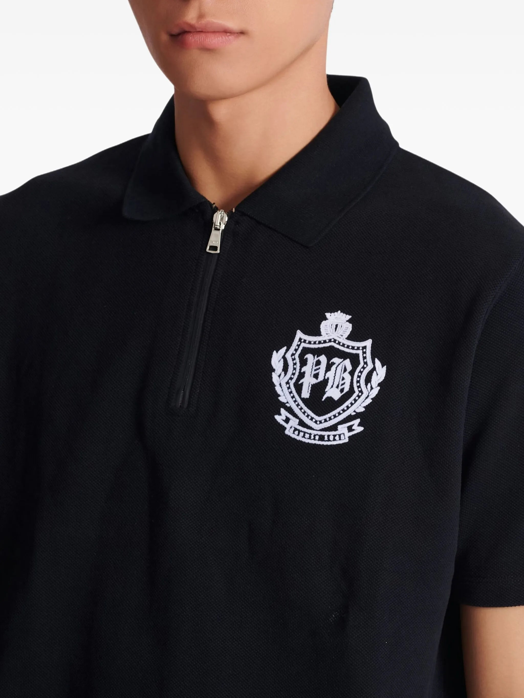 Balmain Emblem-embroidered Half-zip Polo Shirt - 5