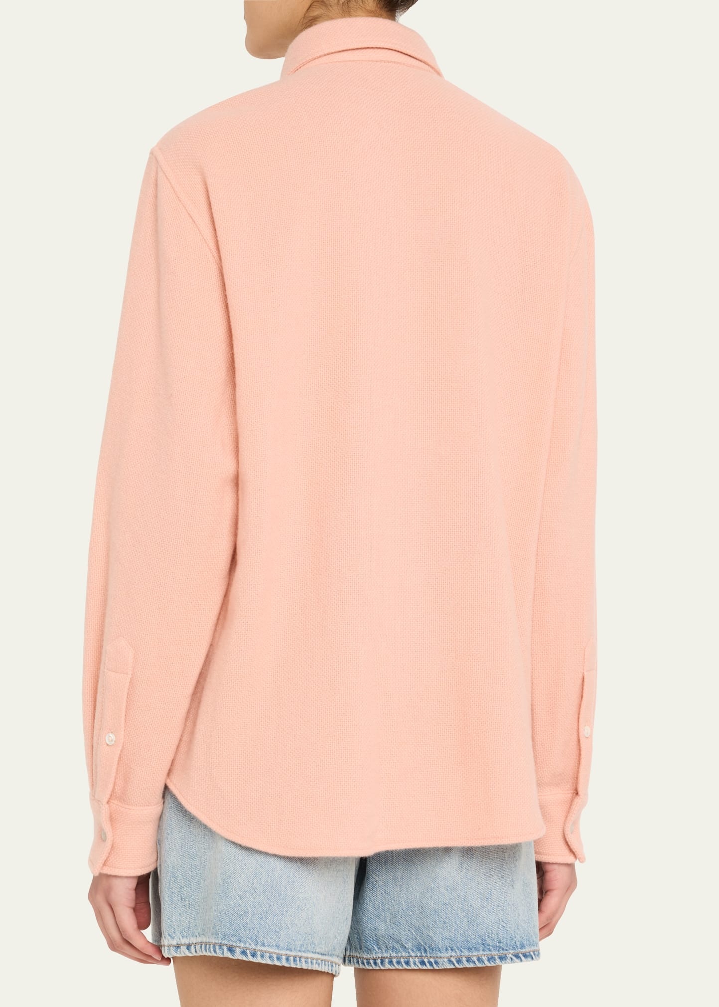 Peach Blush Cashmere Button-Down Shirt - 3