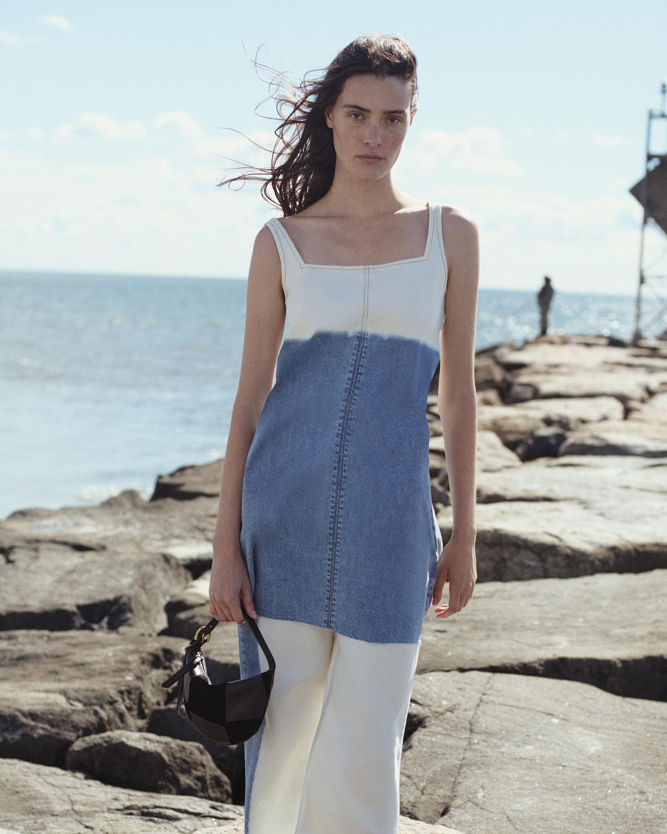 Jayde Denim Dress
Featherweight in Bleach Stripe - 8