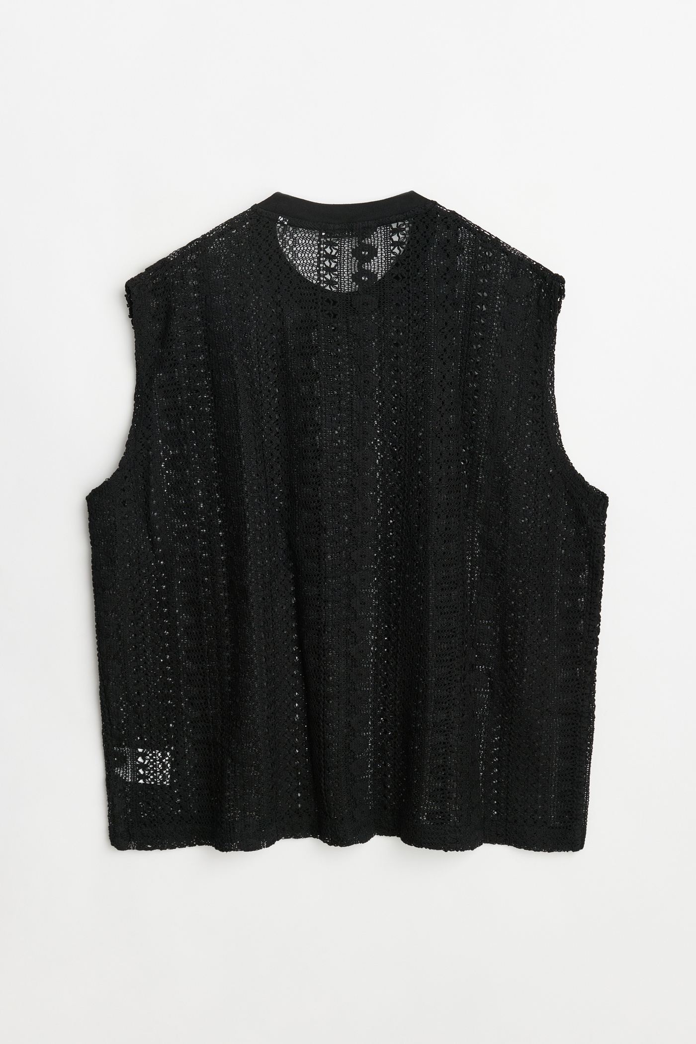 Box Sleeveless Black Cotton Crochet - 7