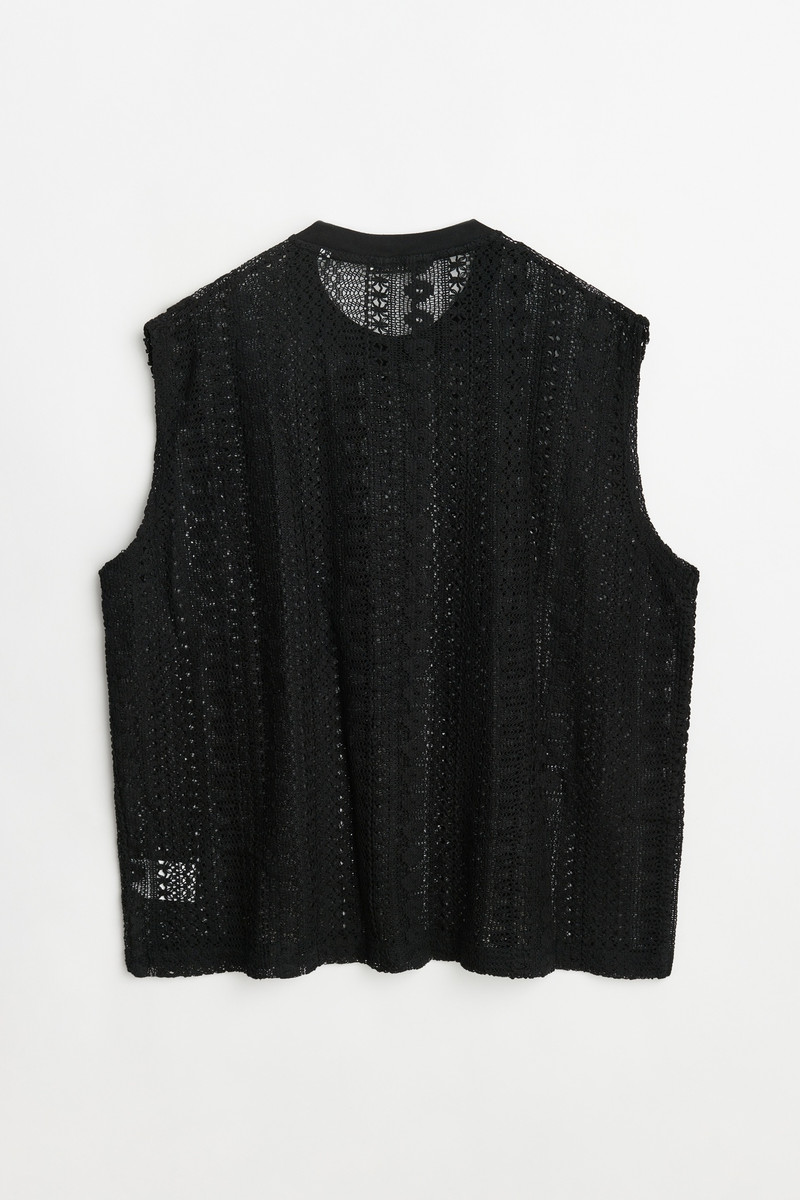 Box Sleeveless Black Cotton Crochet 1