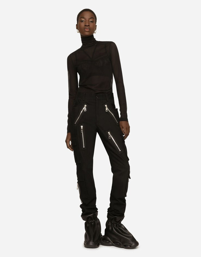 Tulle turtle-neck top with DG logo 5