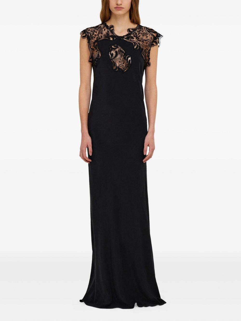 lace-detail silk maxi dress - 2