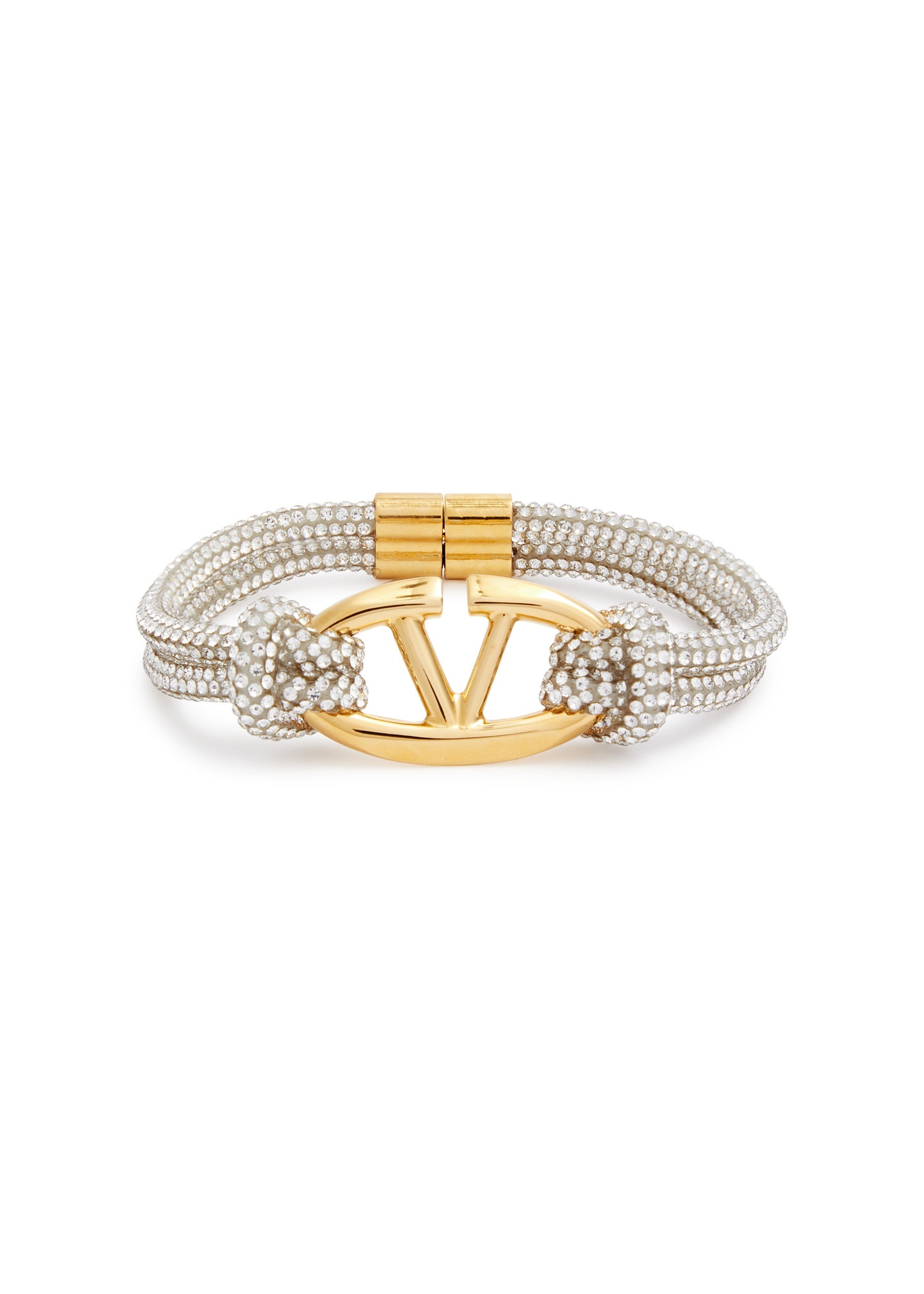 VLogo crystal-embellished cord bracelet - 1