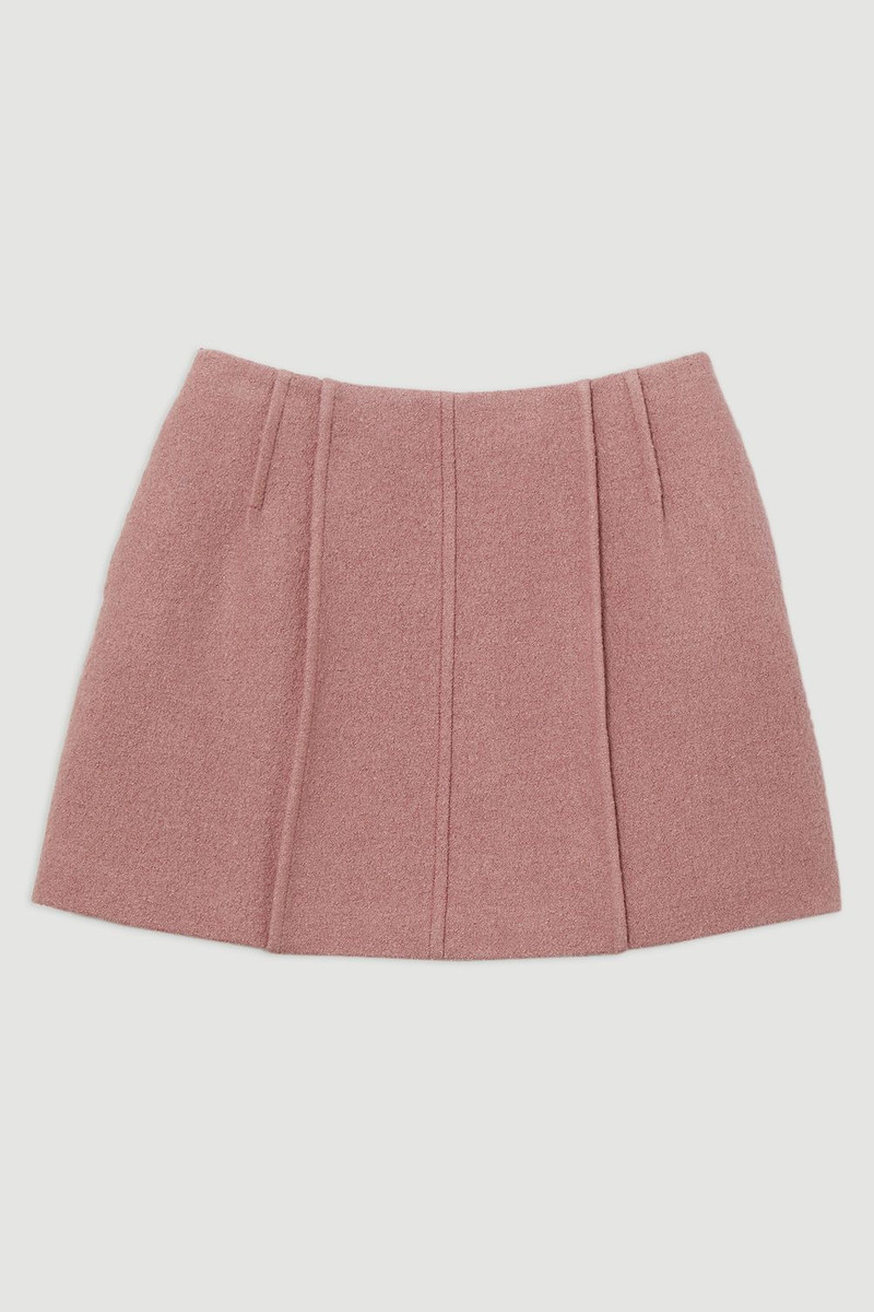 Textured Wool Blend Darted Tailored Mini Skirt 4
