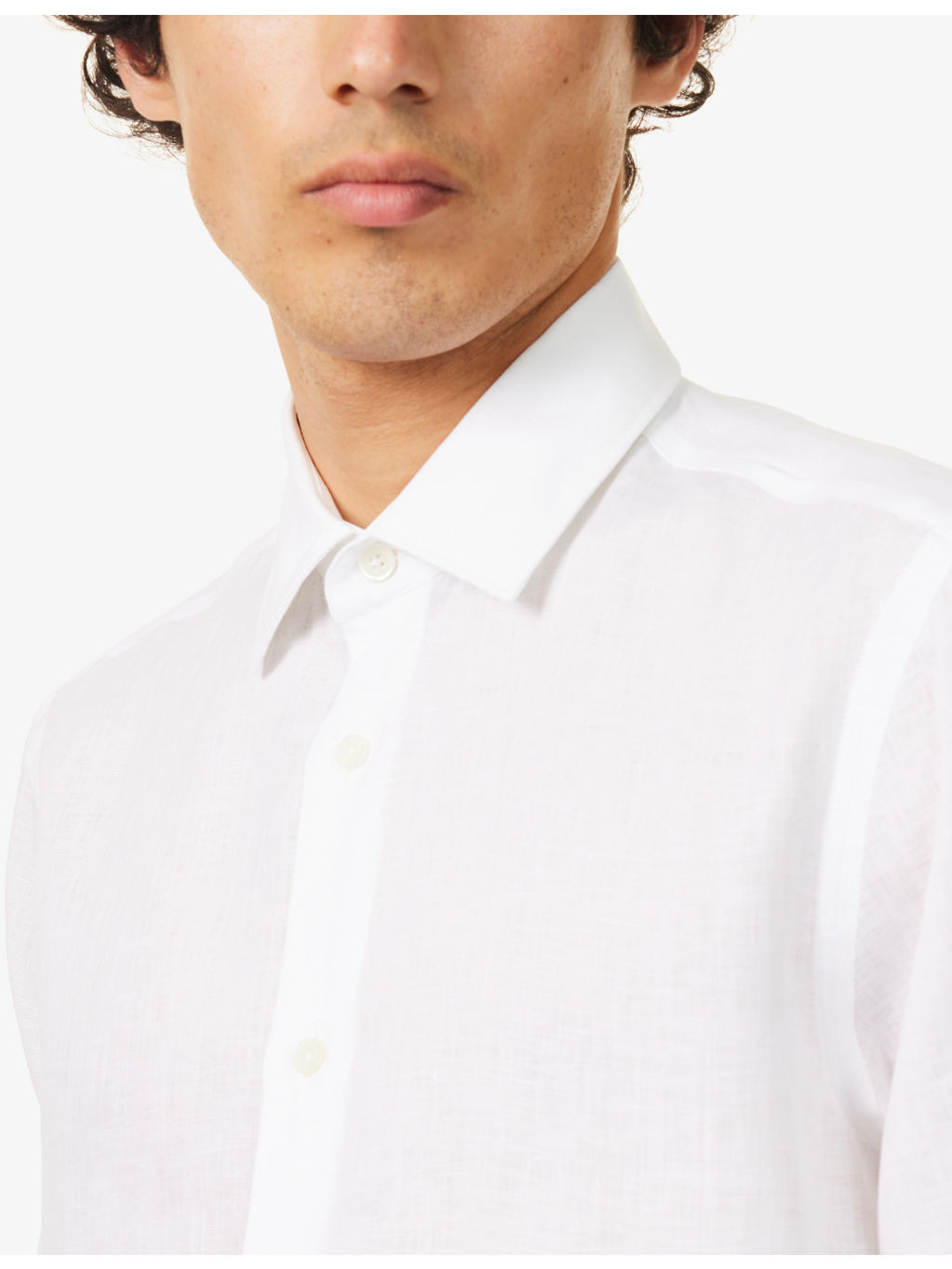 Tailored-Fit Long-Sleeves Linen Shirt - 5