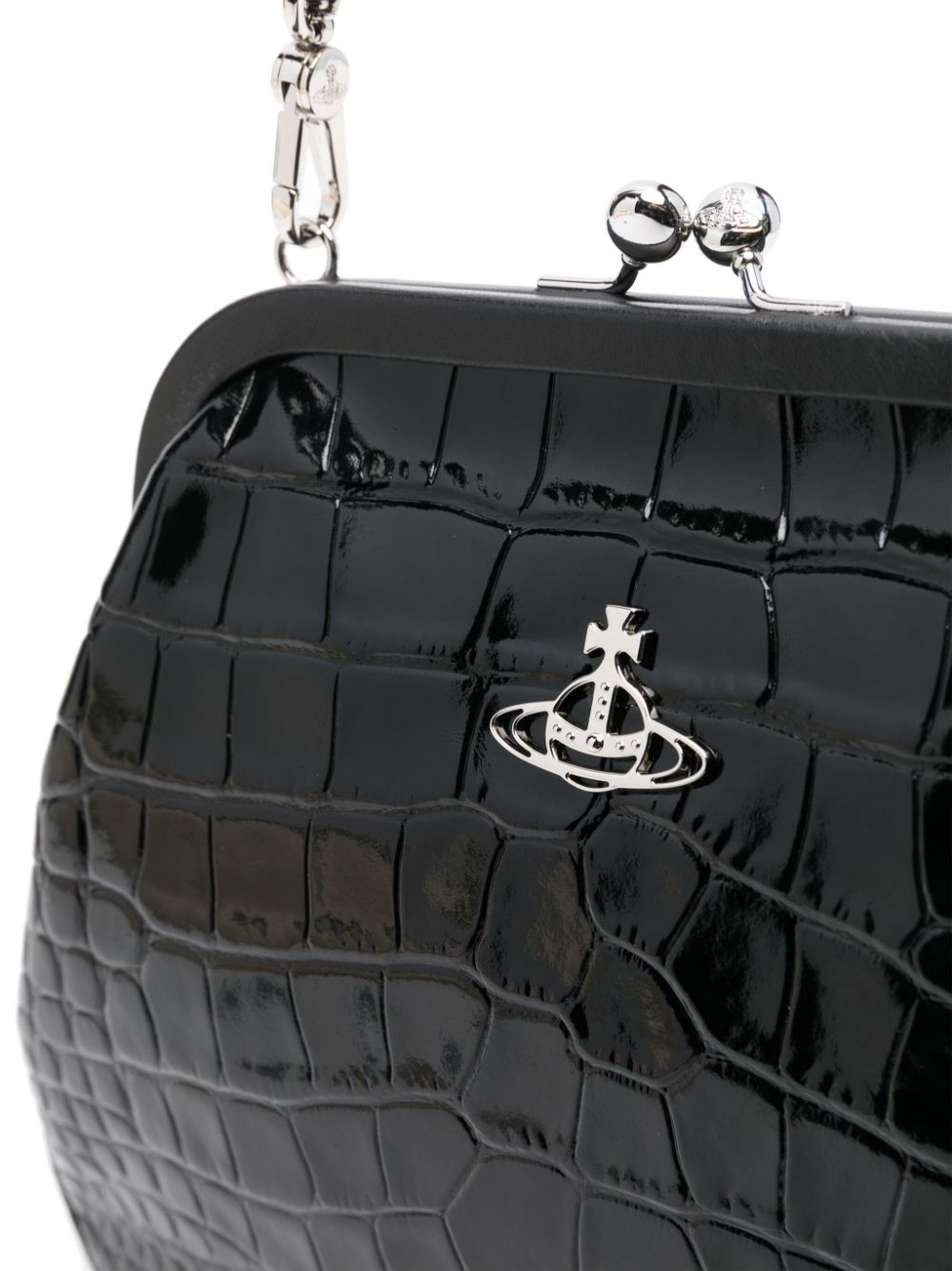 croc-embossed clutch bag - 4