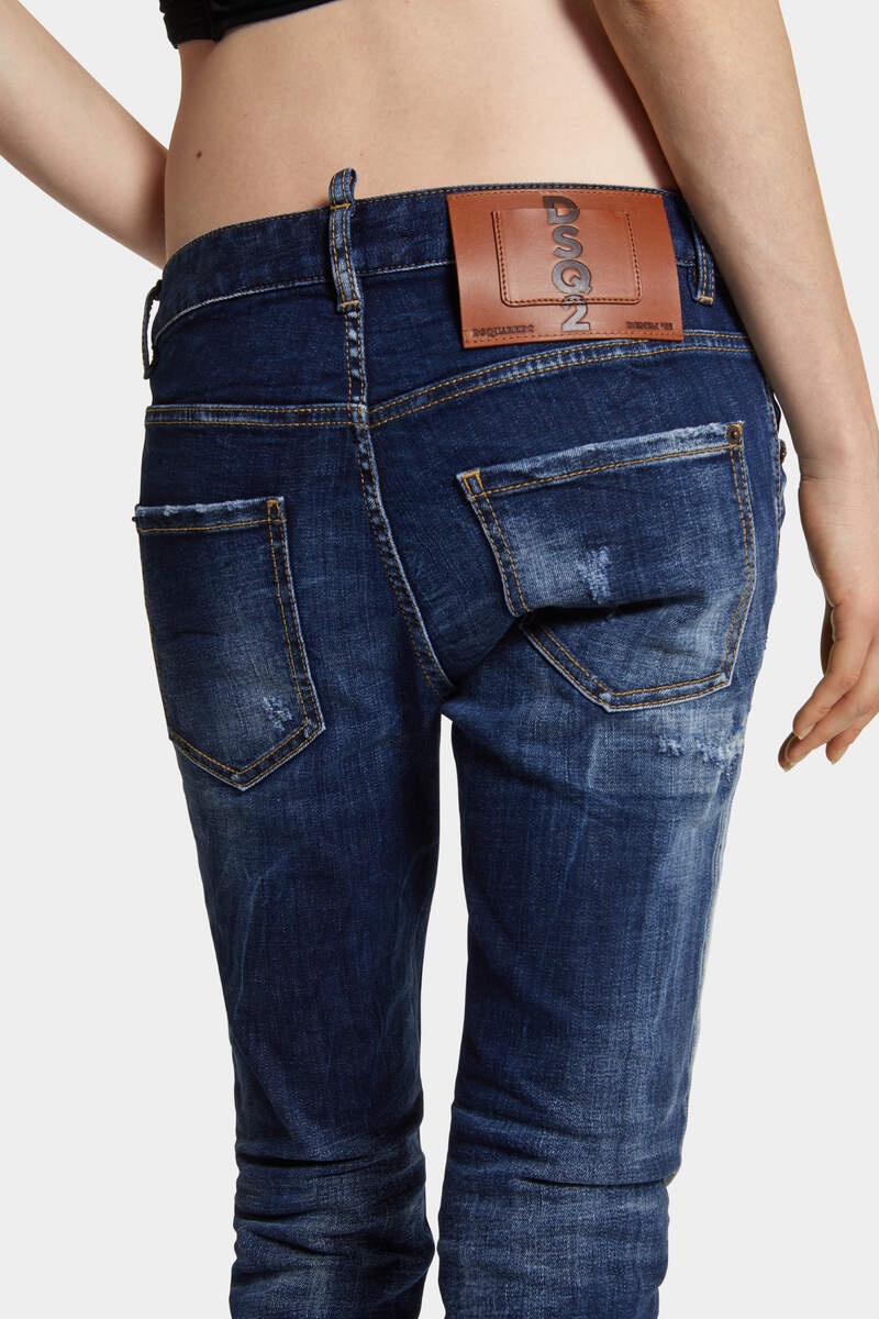 DARK WHITE LINE WASH COOL GIRL JEANS - 6