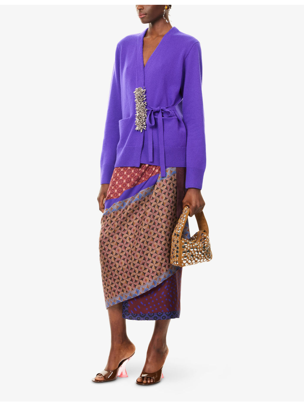 Crystal-Embellished Wrap Cashmere Cardigan - 2