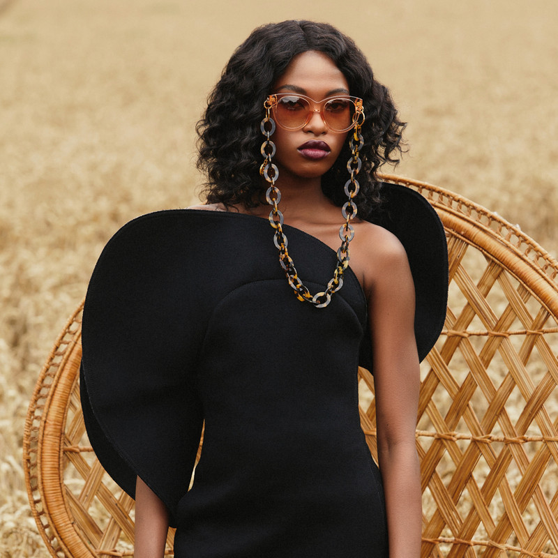 LINDA FARROW TORTOISESHELL OVAL LINK ACETATE CHAIN outlook