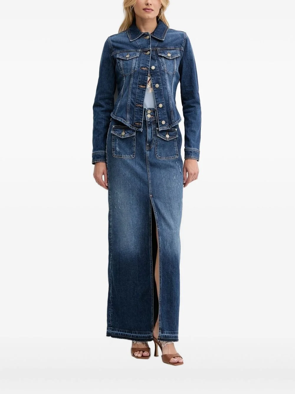 button-fastening denim jacket - 1