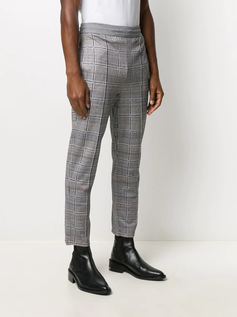 knitted check trousers - 3