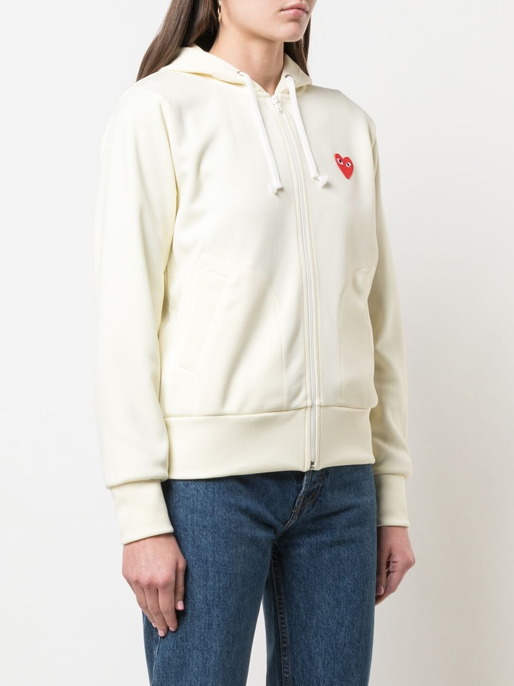 heart-patch zip-up hoodie - 3