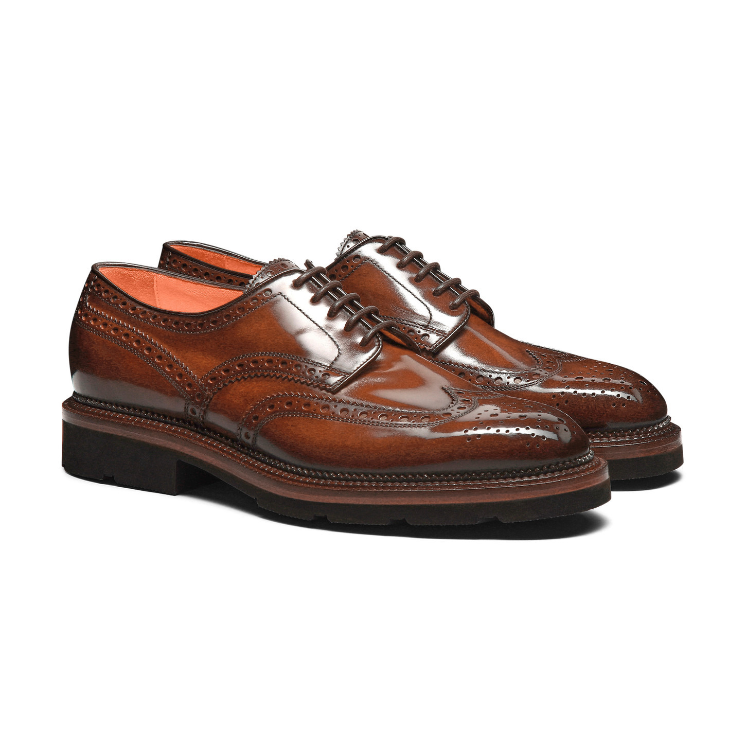 Men's brown leather Derby brogue shoe - 3