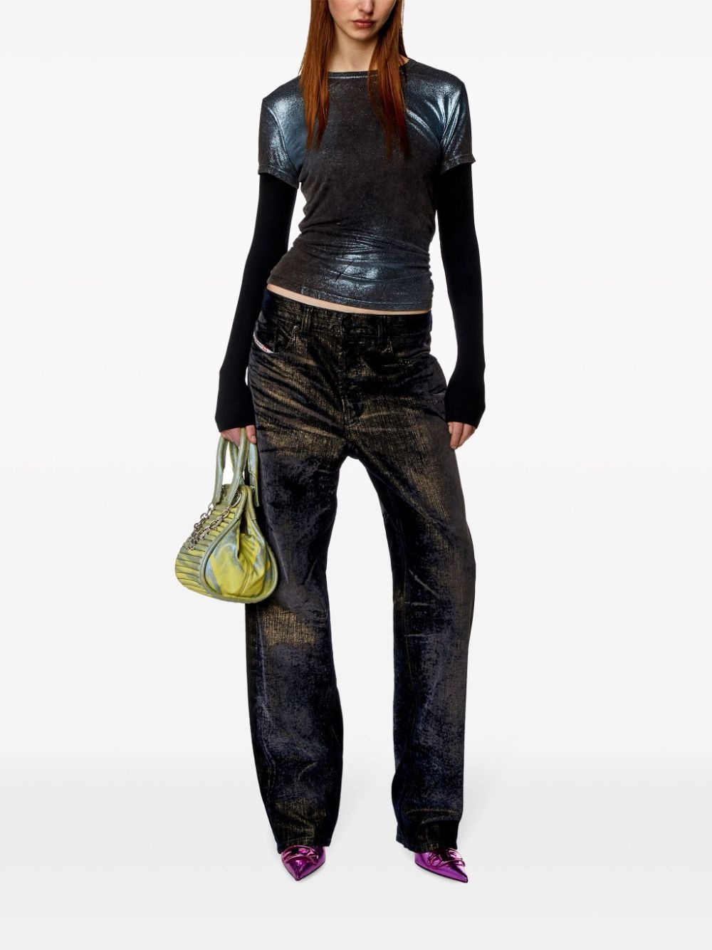 T-Miwa layered acid-wash T-shirt - 2