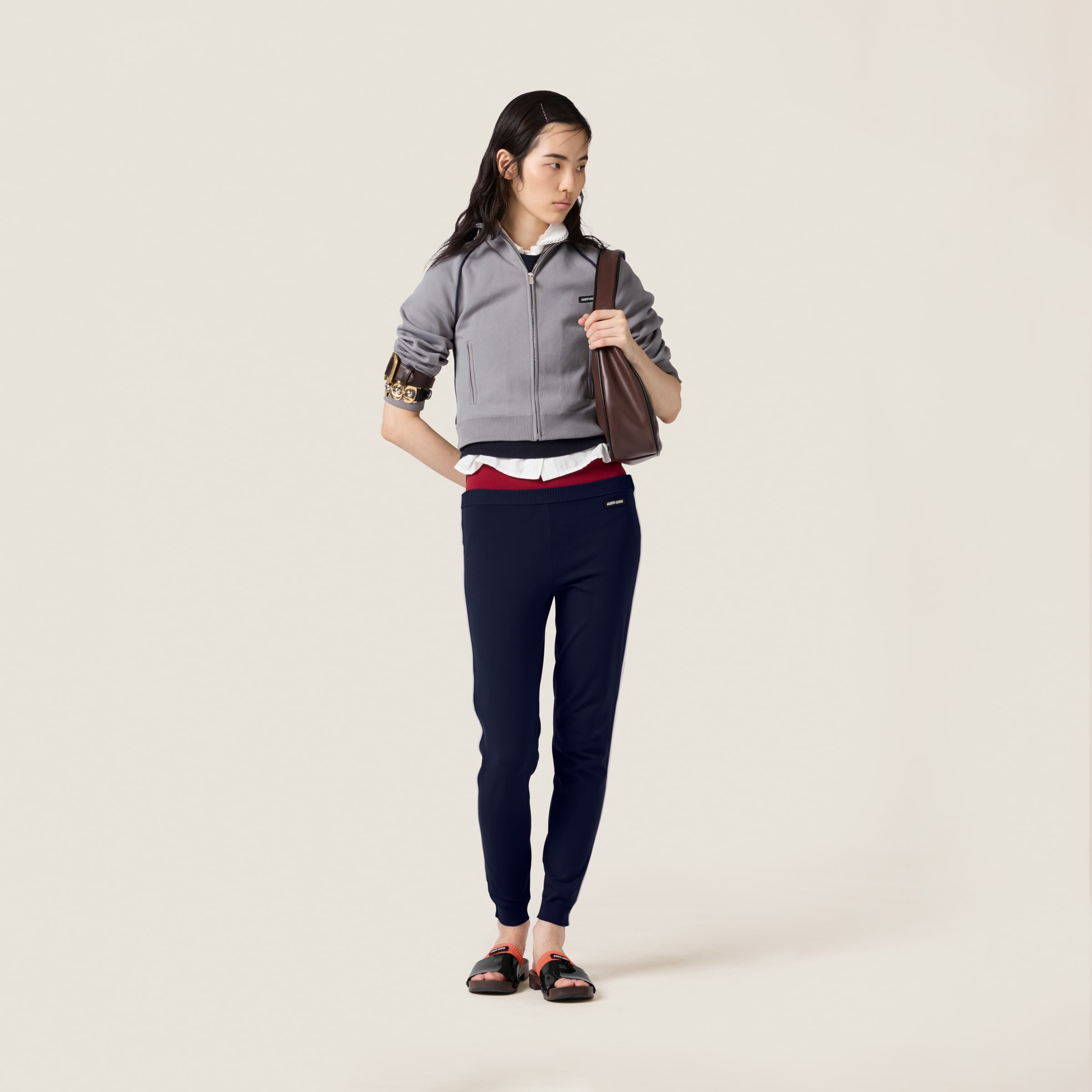 Miu Miu Technical yarn zipper cardigan | miumiu | REVERSIBLE