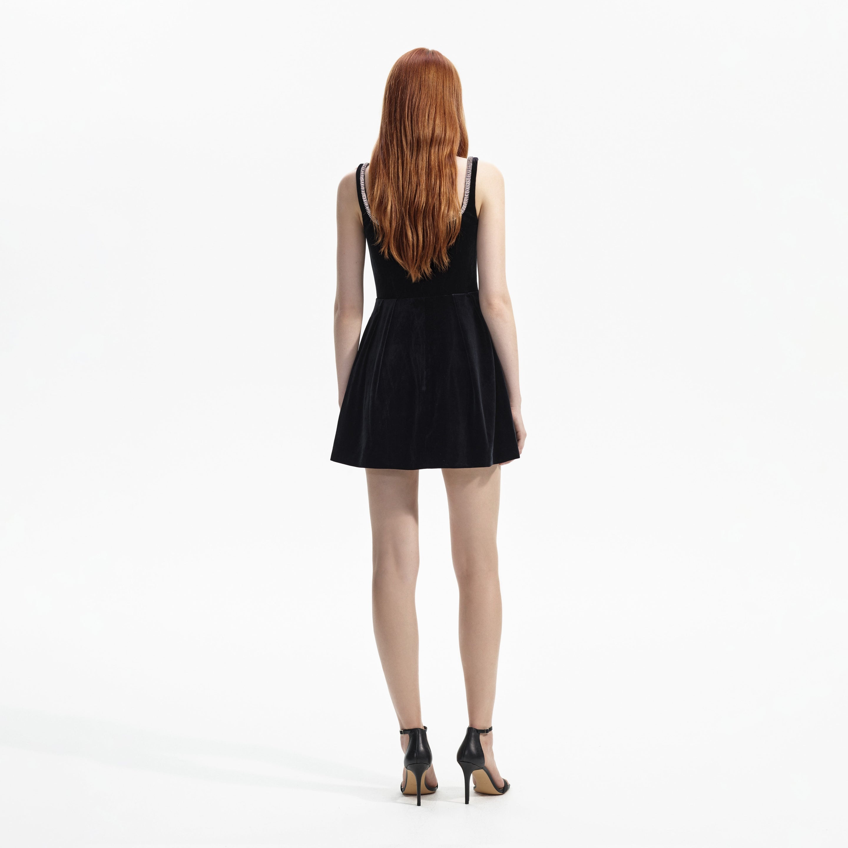 Black Velvet Skater Mini Dress - 3