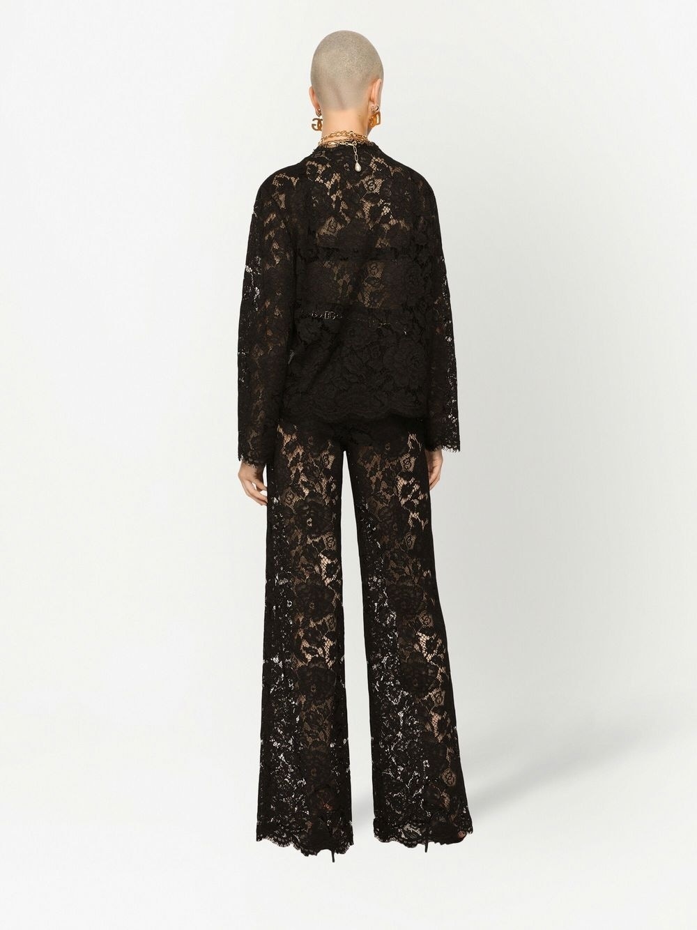 floral lace single-breasted jacket - 4