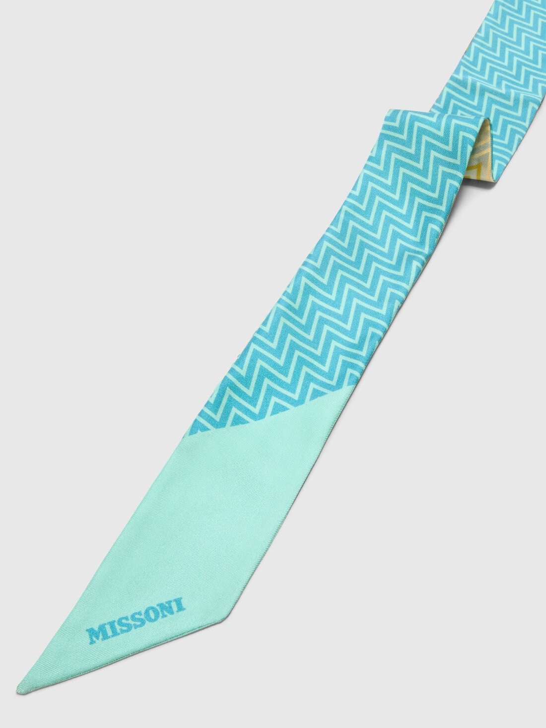 Silk Zigzag Bandeau Scarf with Logo - 2