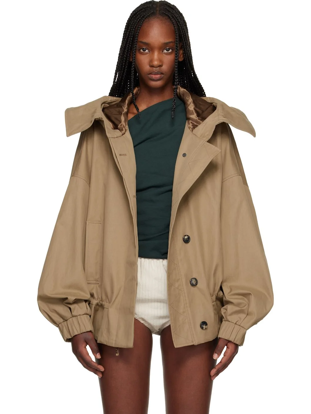 Beige Hooded Jacket - 1