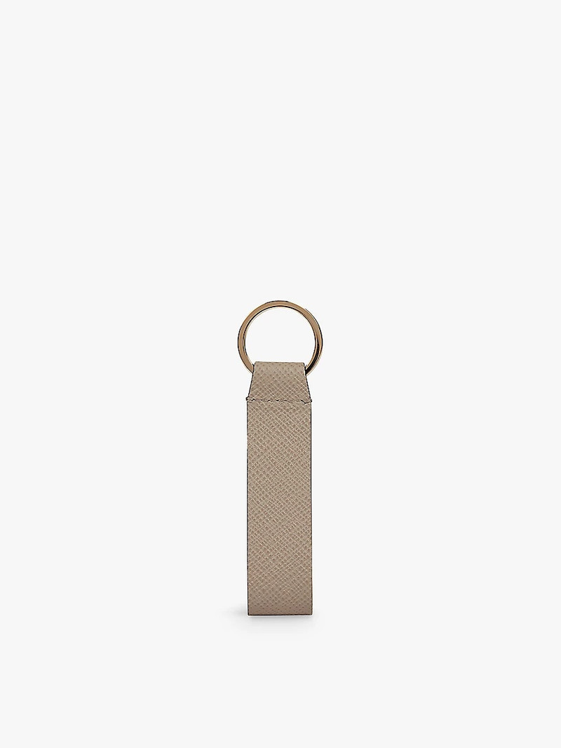 Smythson Panama grained leather keyring outlook