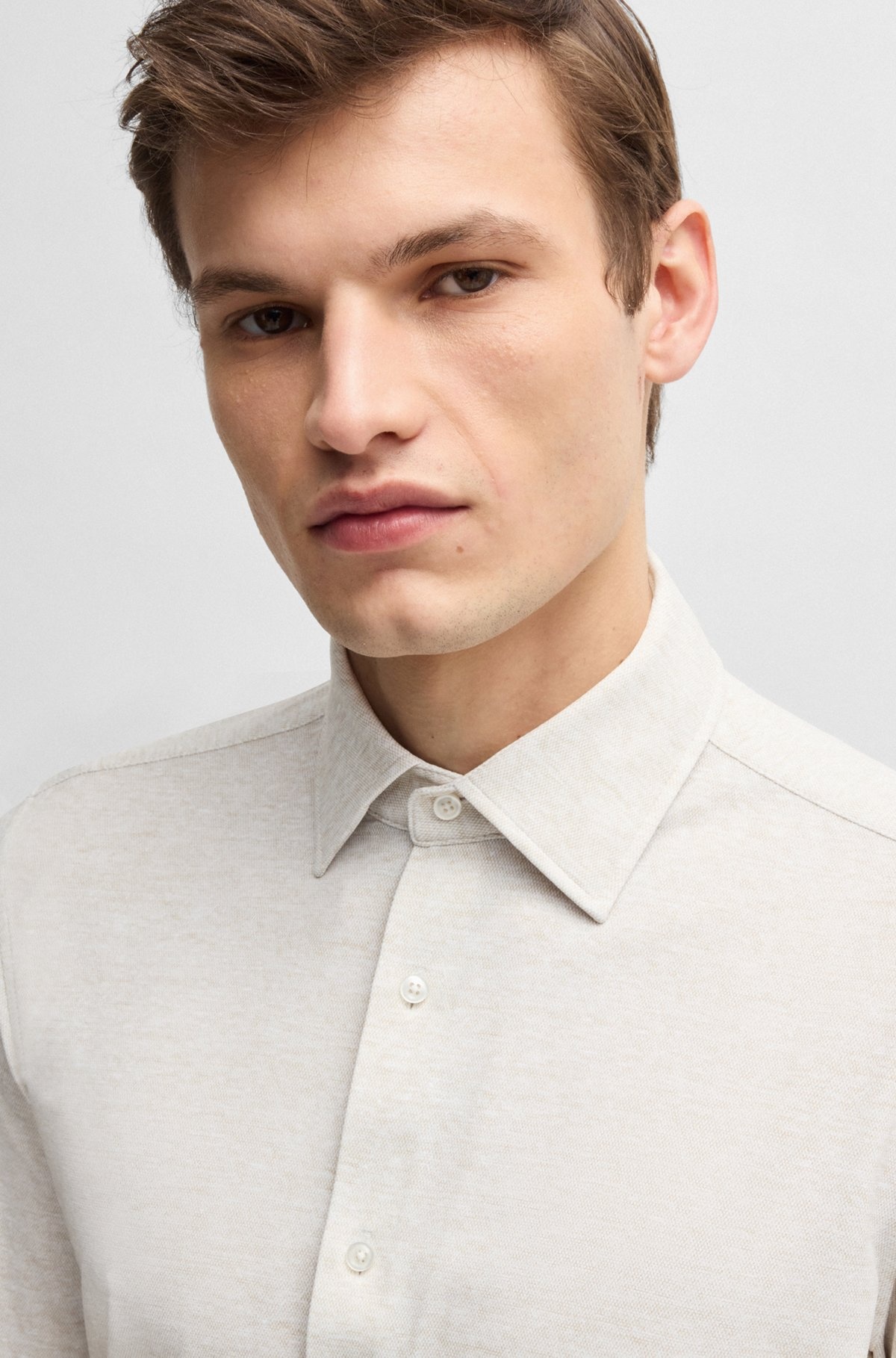 SLIM-FIT SHIRT IN PRINTED PERFORMANCE FABRIC - 3
