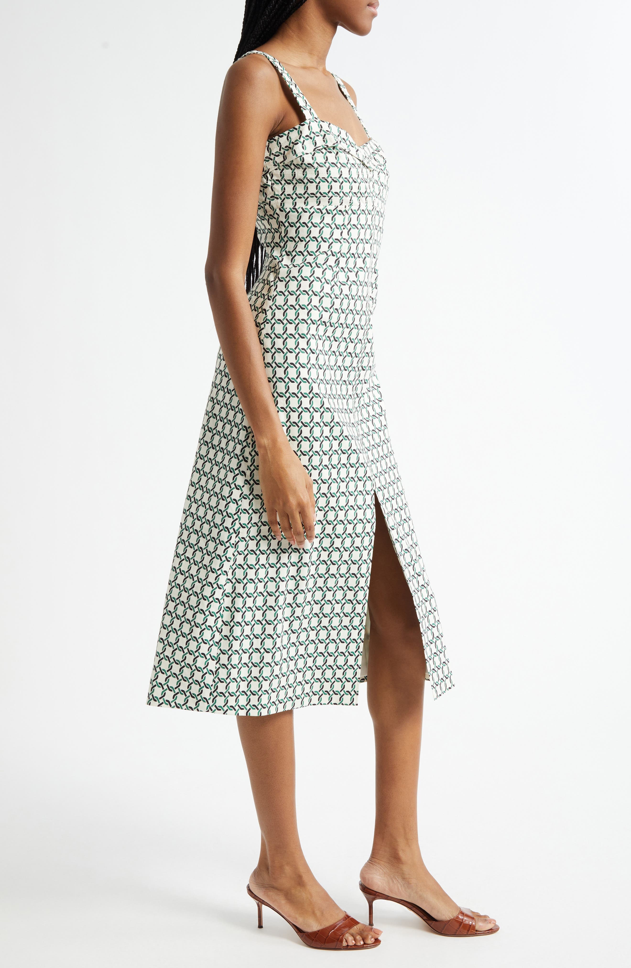Veronica Beard Colleen Chain Print Cotton Blend Dress in Dove Multi at Nordstrom - 3