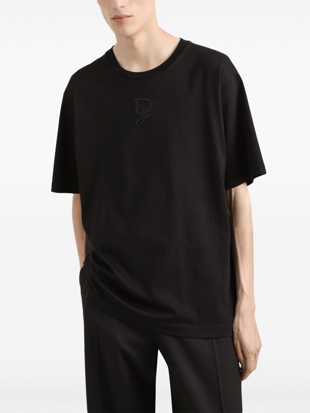 logo-embroidered cotton T-shirt - 4