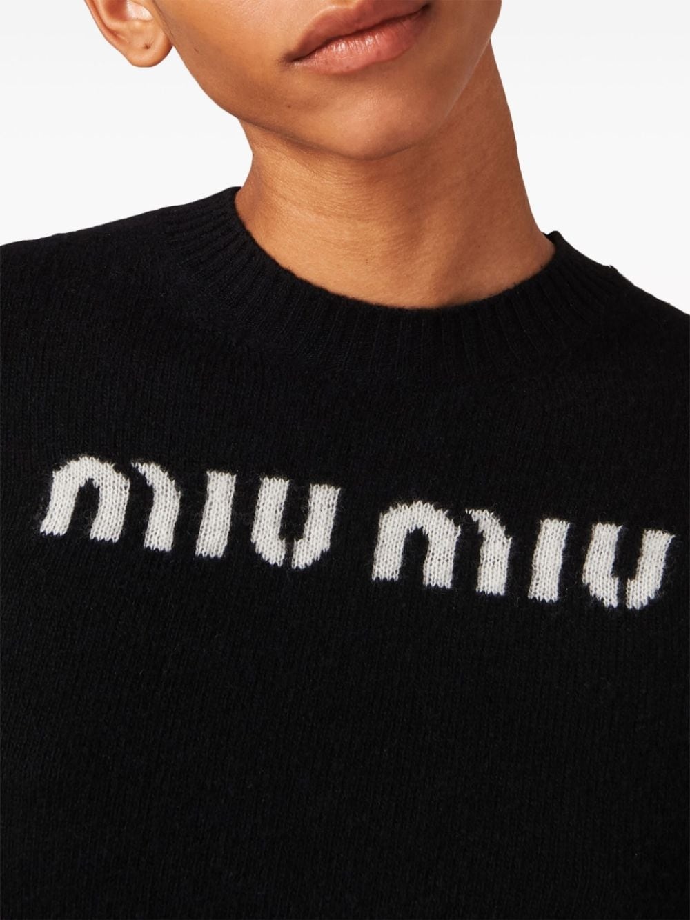 logo-jacquard cashmere jumper - 4