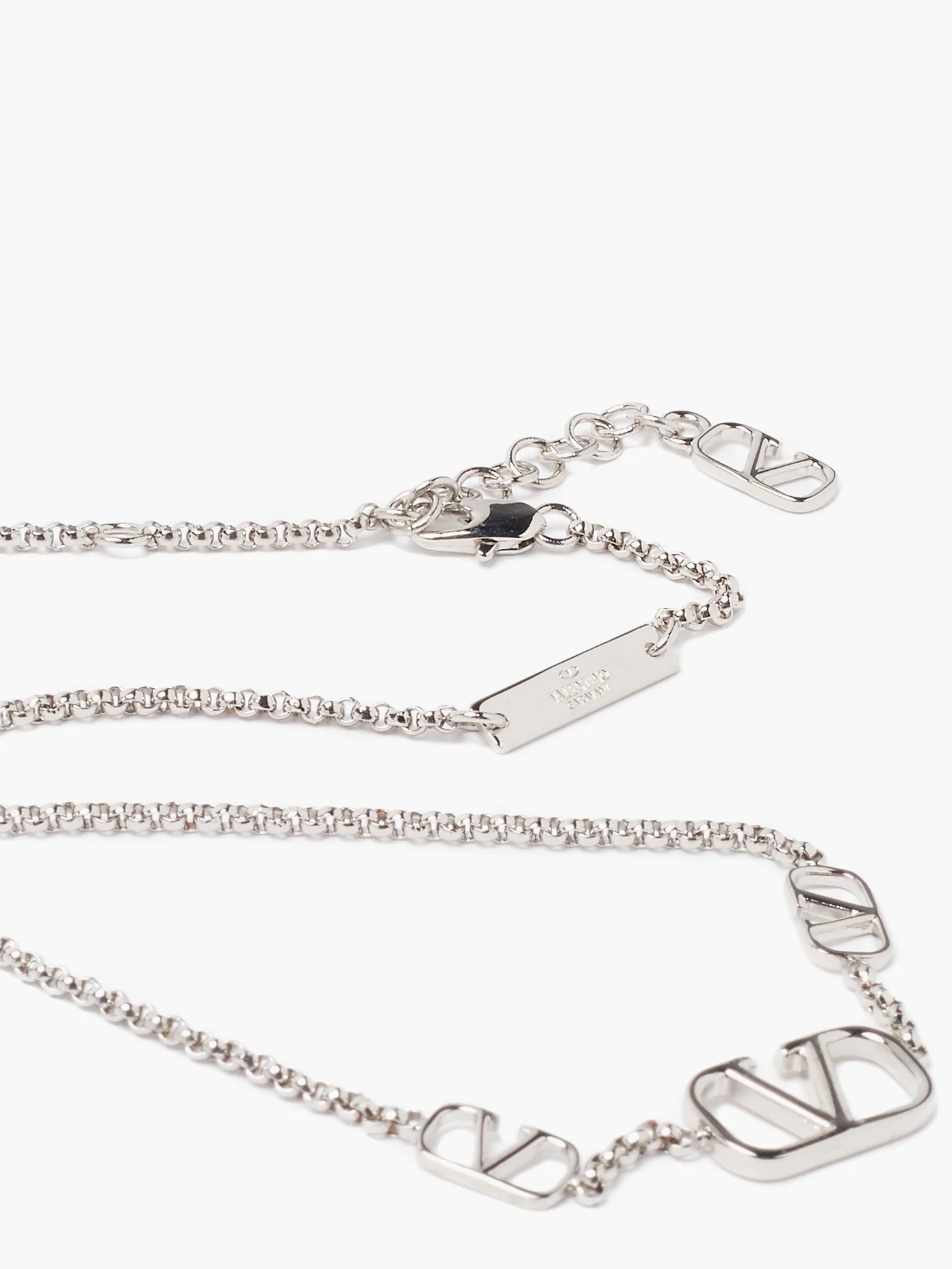 V-logo charm chain-link necklace - 4