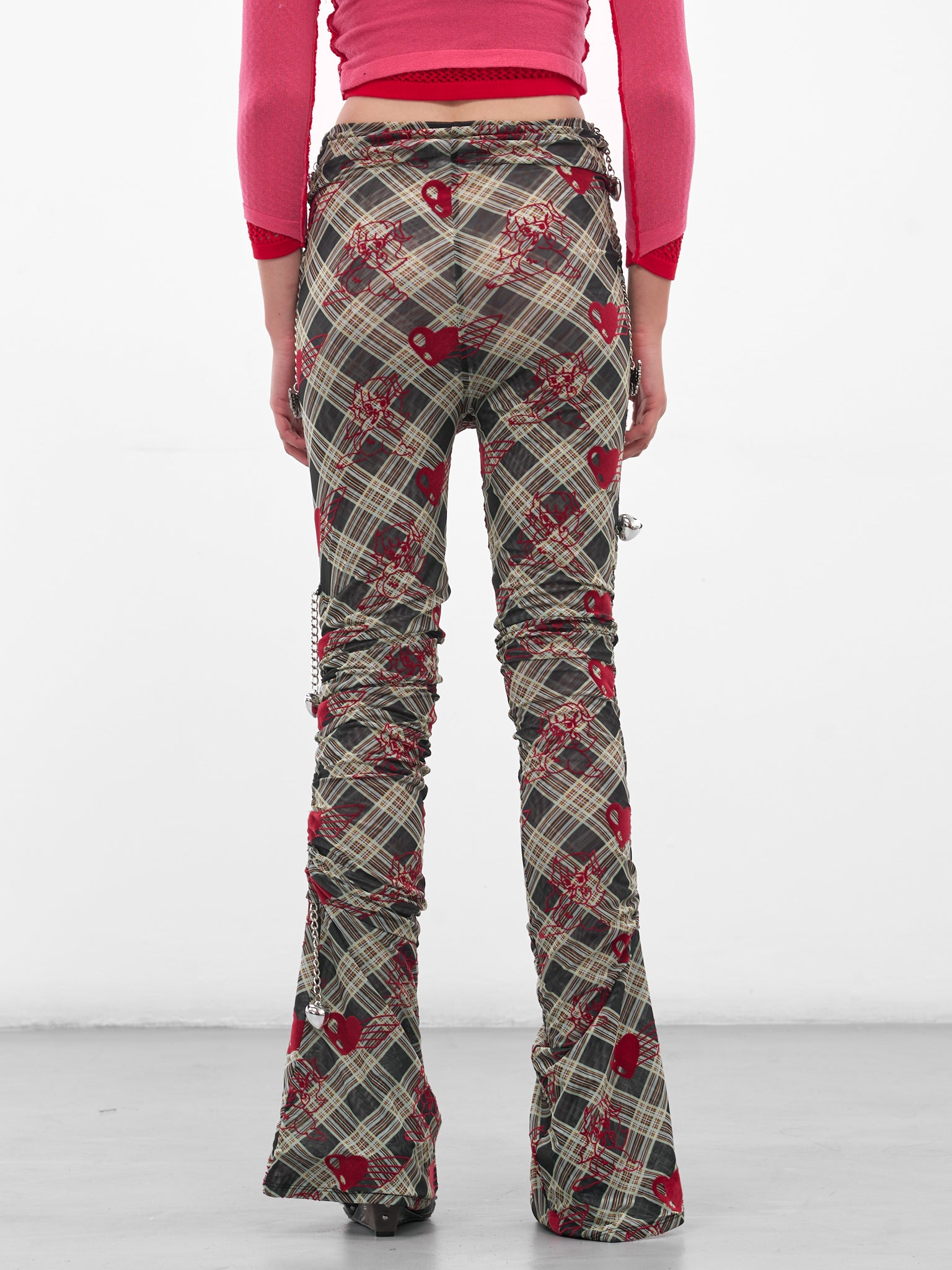 Sonicscape Tartan Flocked Mesh Leggings - 3