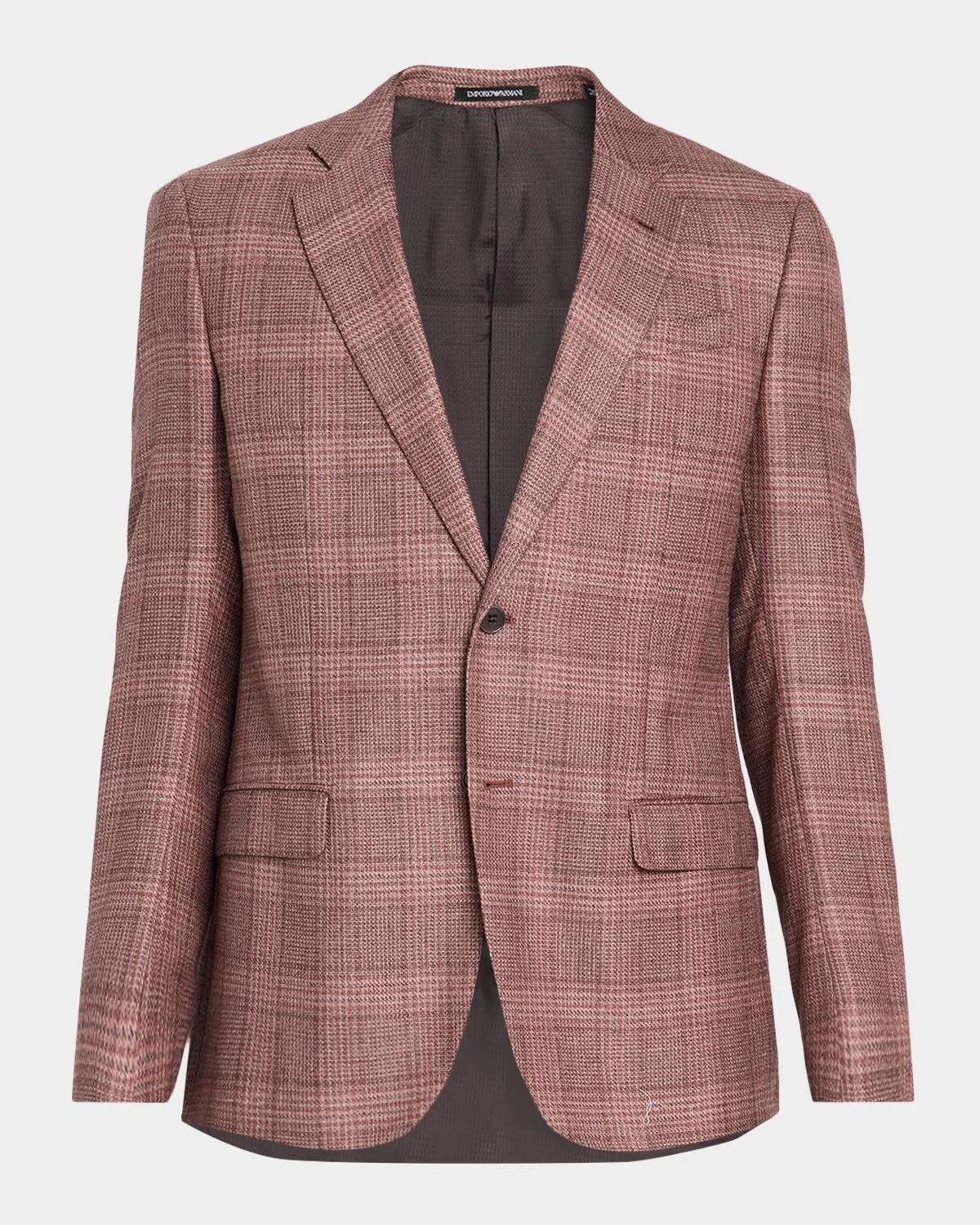 Men's Wool and Silk Plaid Single-Breasted Sport Coat - 1