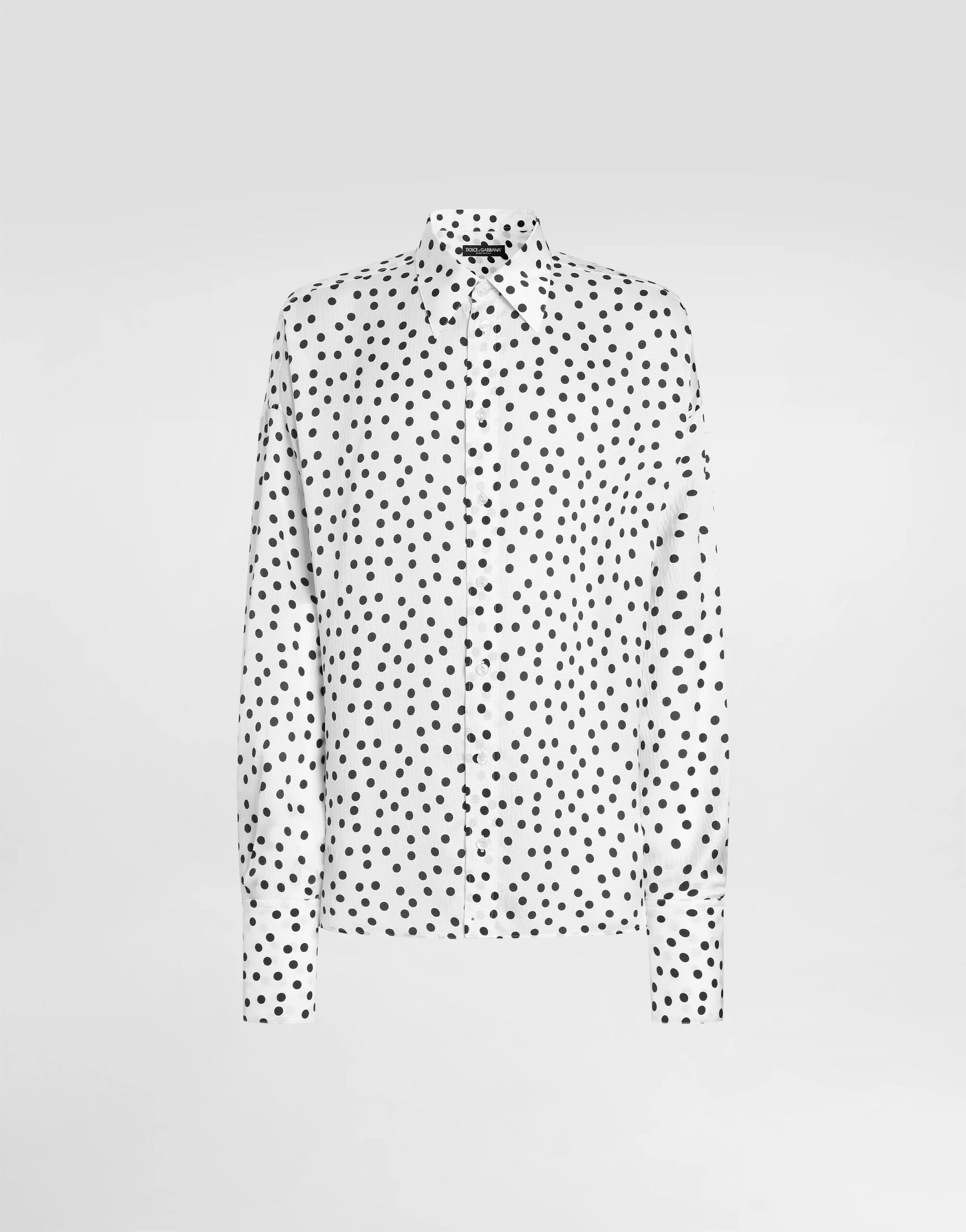 Polka-dot print wavy silk shirt - 1