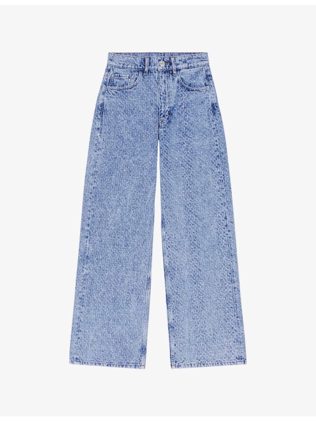 Rhinestone-embellished wide-leg denim jeans - 1