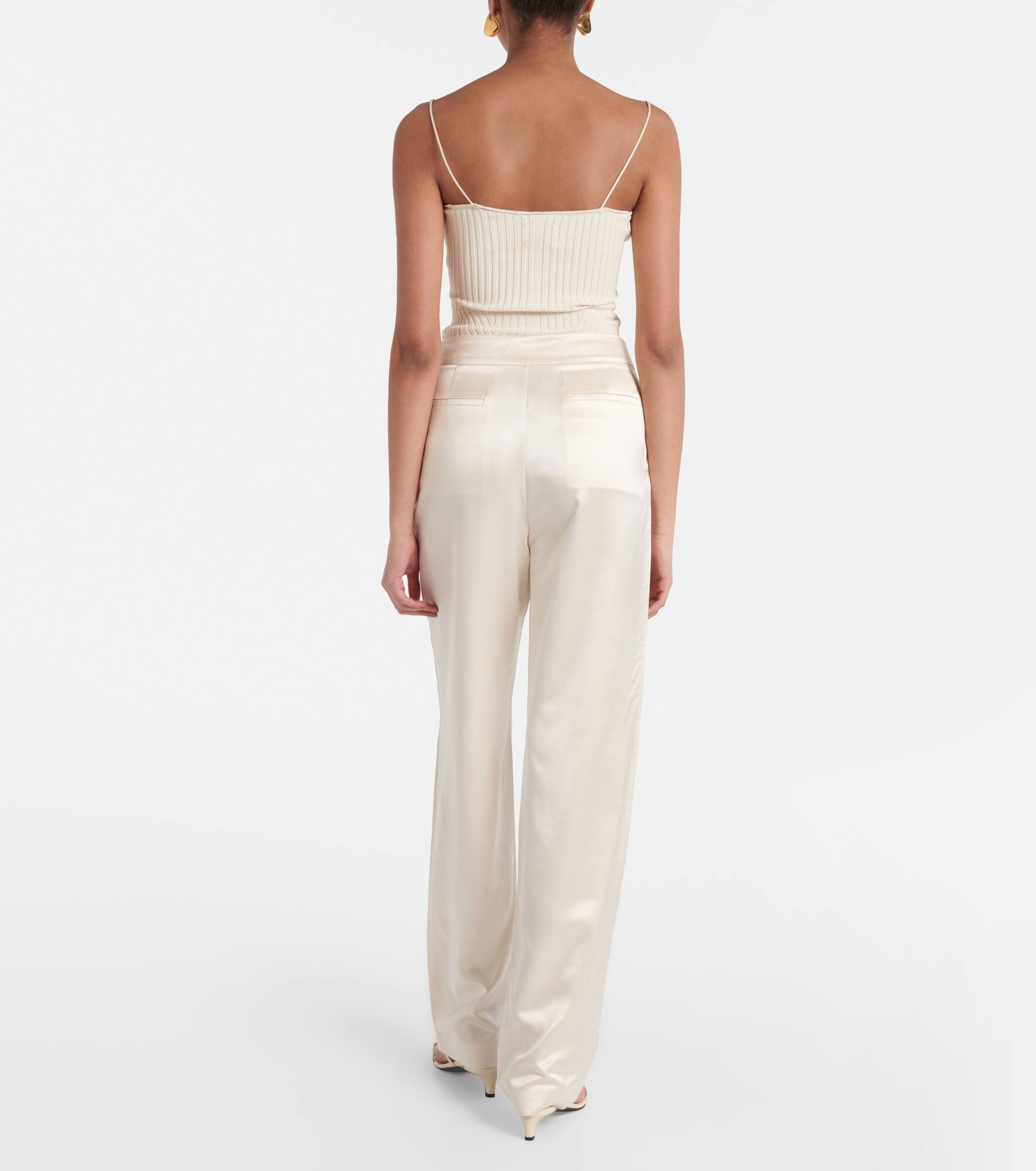 High-rise satin straight pants - 3