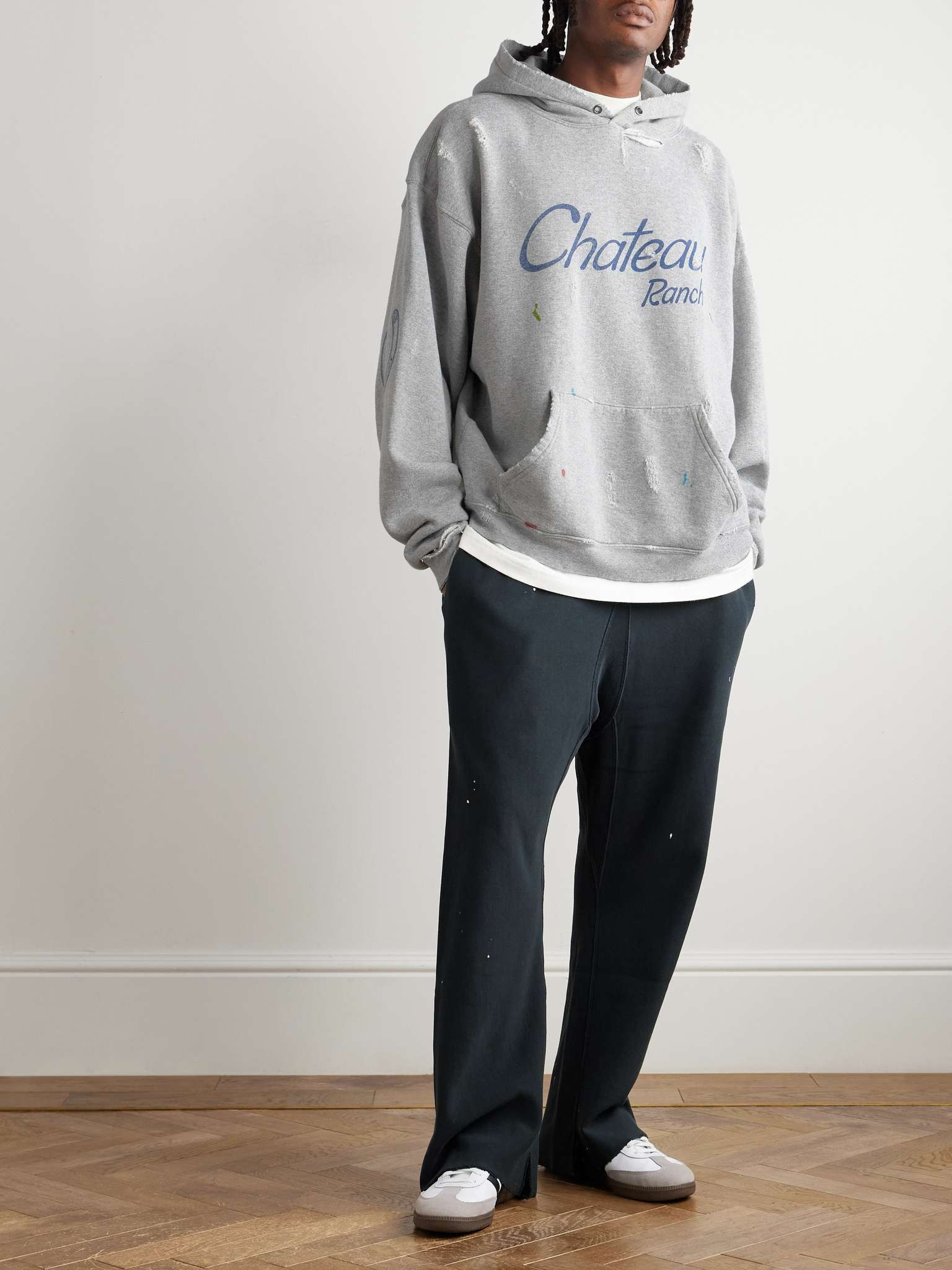 Chateau Ranch Distressed Paint-Splattered Printed Cotton-Blend Jersey Hoodie - 2