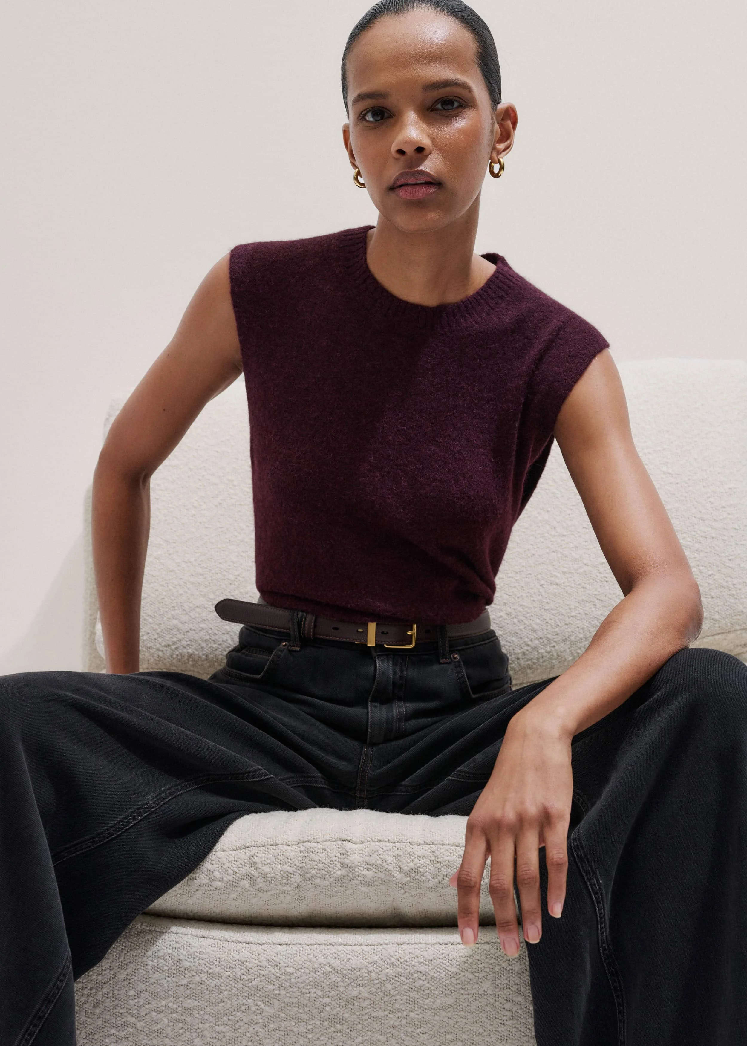 Crew Neck Knit Vest - 1