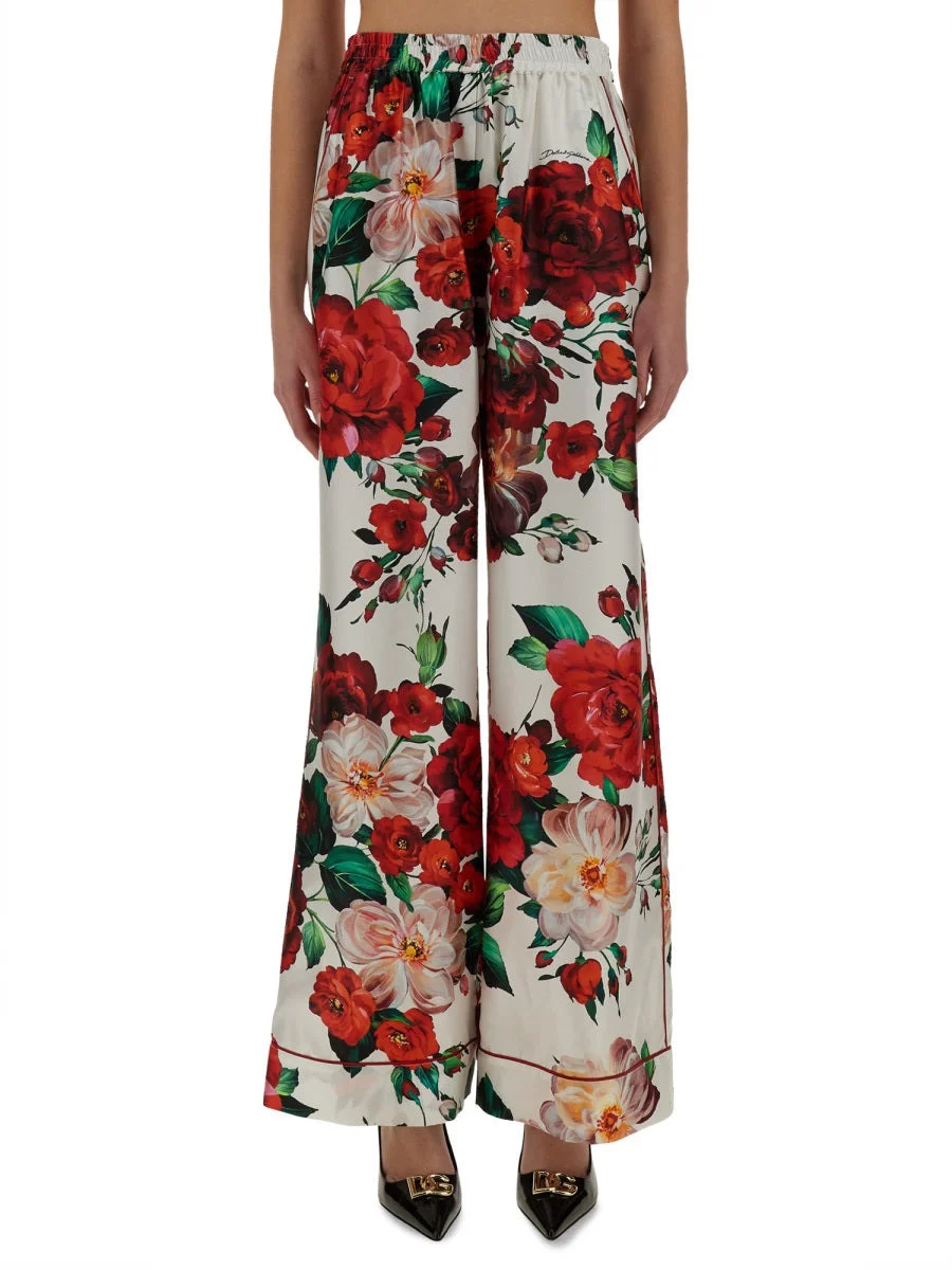 Dolce & Gabbana Women Rose Print Pajama Pants - 1