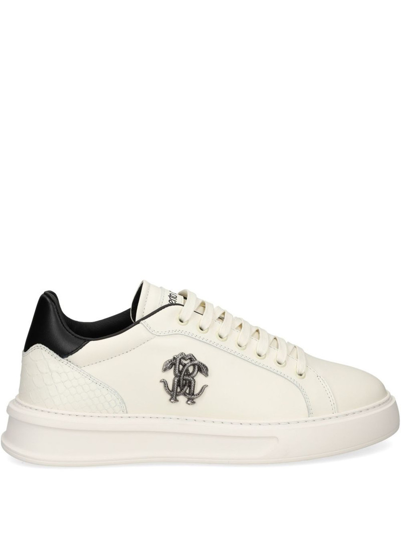 logo-plaque snakeskin sneakers 1