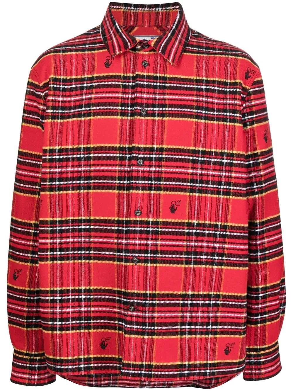 tartan-check logo-embroidered shirt - 1