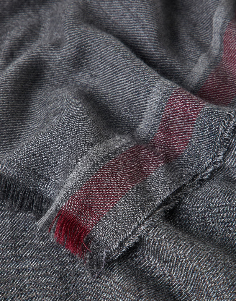 Cashmere and silk batavia scarf with two-tone stripe edge 3