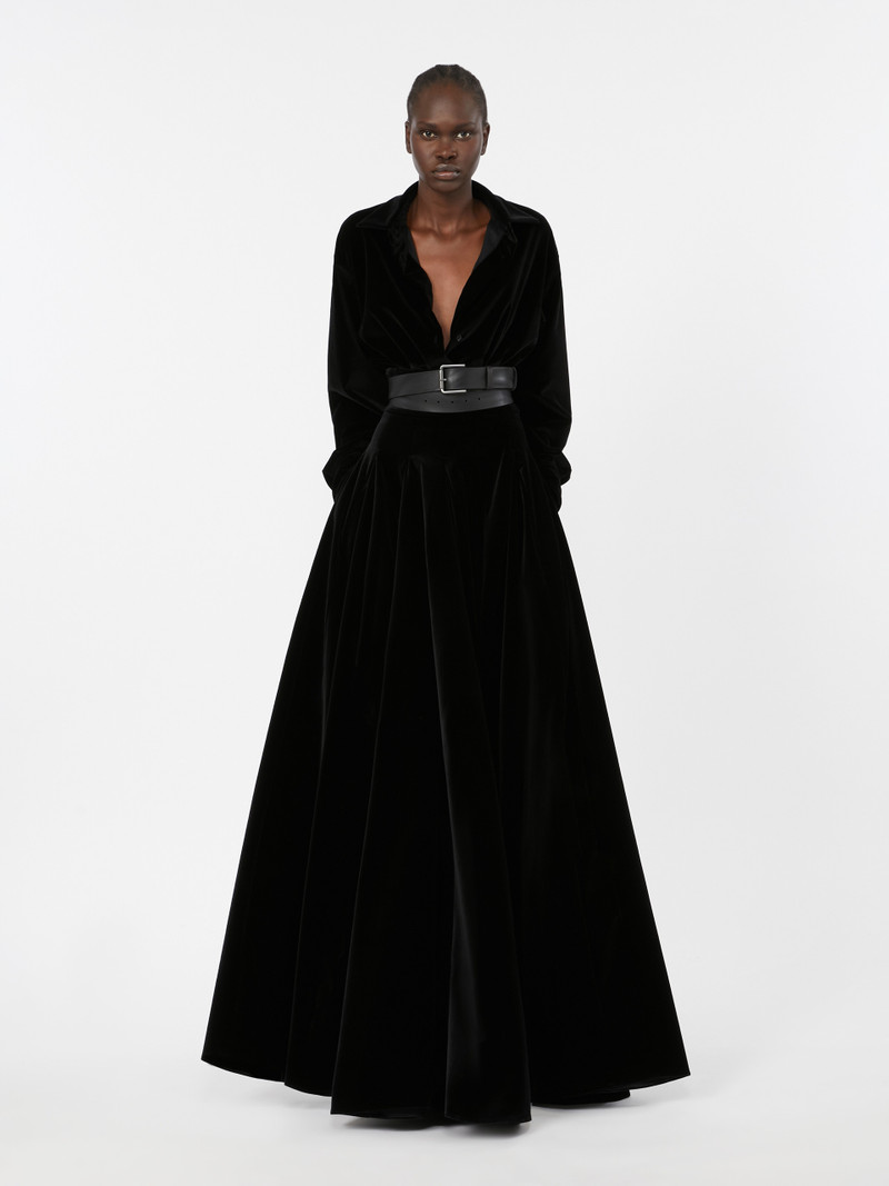 Max Mara BARTOLO1234 Long, smooth velvet skirt outlook