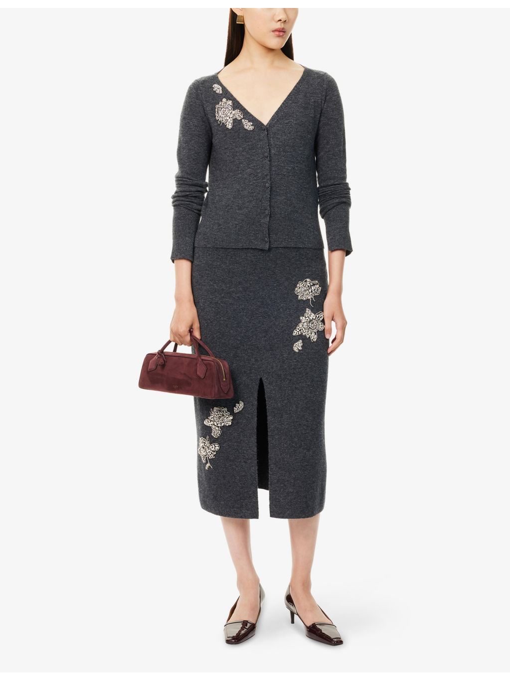 Embellished Technical-Blend Cropped Knitted Cardigan - 2